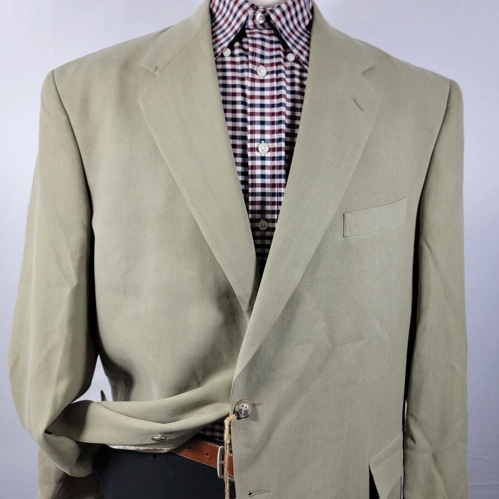 Boca Classics Island Wear Men's Sport Coat Two Button Beige Herringbone Silk 48L